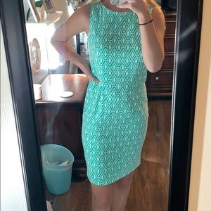 Teal and white buisness dress
